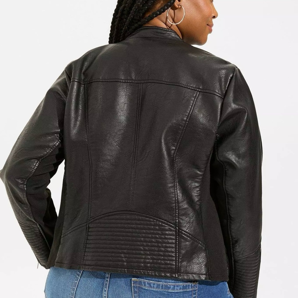 Torrid Faux Leather collarless Moto Jacket - Picture 3 of 12